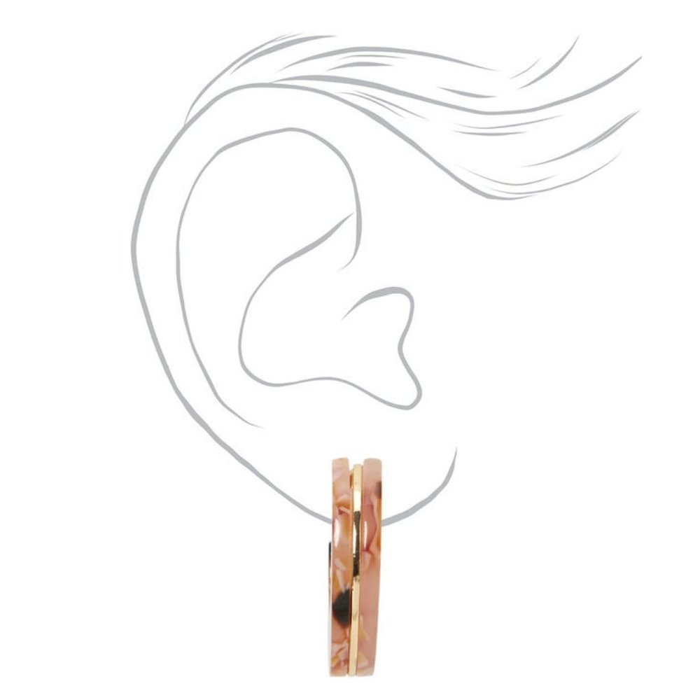 NEW Pink 25MM tortoiseshell hoop earrings - Picture 2 of 2